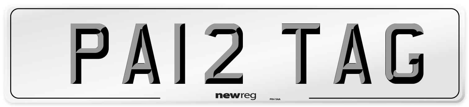 PA12 TAG Number Plate from New Reg